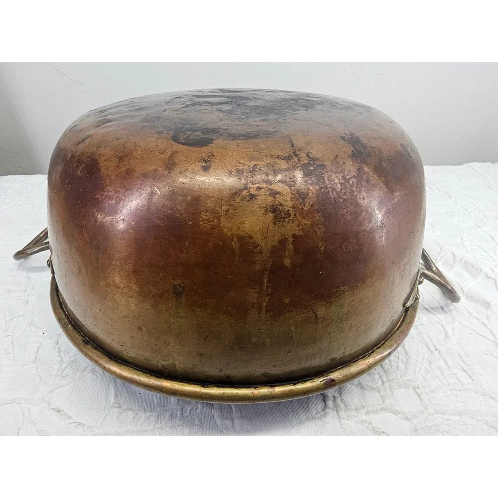 Antique Copper Candy Apple Butter Kettle Primitive Large Copper good 12.5in
